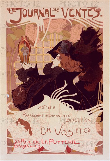 Affiche pour le "Journal des Ventes", publié à Bruxelles., c1899. [Publisher: Imprimerie Chaix; Place: Paris]