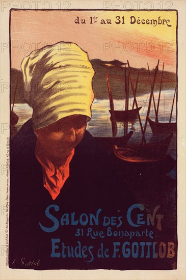 Affiche pour le "Salon des Cent"., c1900. [Publisher: Imprimerie Chaix; Place: Paris]