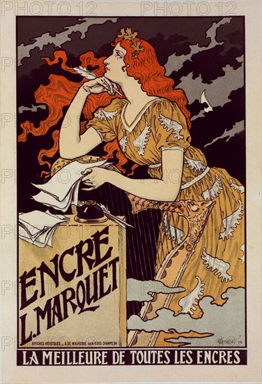 Affiche pour l' "Encre Marquet"., c1899. [Publisher: Imprimerie Chaix; Place: Paris]