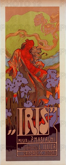 Affiche italienne pour l'opéra-comique "Iris", c1899. [Publisher: Imprimerie Chaix; Place: Paris]