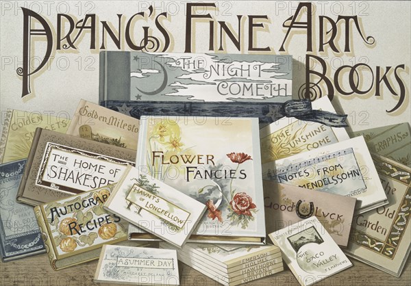 Prang's Fine Art Books. [Poster depicting several of Prang's books, including The..., c1865 - 1899. Creator: Louis Prang.