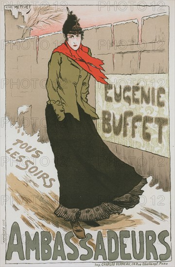 Affiche pour le Concert des Ambassadeurs, "Eugénie Buffet"., c1896. [Publisher: Imprimerie Chaix; Place: Paris]