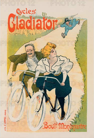 Affiche pour les "Cycles Gladiator"., c1897. [Publisher: Imprimerie Chaix; Place: Paris]