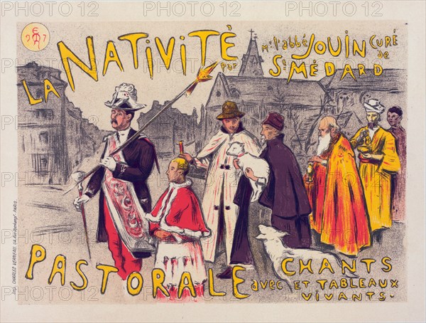 Affiche pour la pastorale de "la Nativité"., c1898. [Publisher: Imprimerie Chaix; Place: Paris]