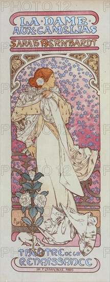 Affiche pour le Théâtre de la Renaissance, "la Dame aux Camélias"., c1898. [Publisher: Imprimerie Chaix; Place: Paris]