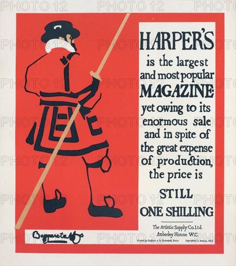 Affiche anglaise pour la revue "Harper's Magazine", c1896. Creator: William Nicholson.