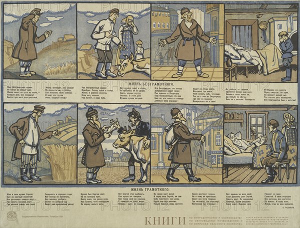 Life of an Illiterate. Life of a Literate,  1920-05-10. Creator: Alexei Radakov.