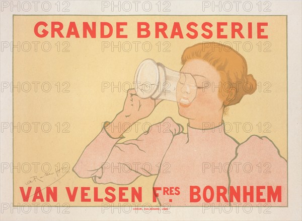 Affiche belge. "Grande Brasserie Van Velsen frères. Bornhem"., c1896. [Publisher: Imprimerie Chaix; Place: Paris]