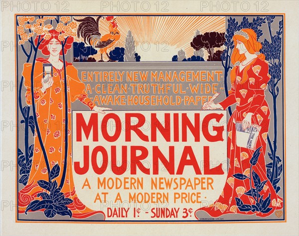 Affiche américaine pour le "Morning Journal"., c1900. [Publisher: Imprimerie Chaix; Place: Paris]
