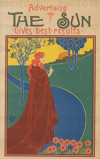 Affiche américaine pour le journal "The Sun", publié à New-York, c1896. [Publisher: Imprimerie Chaix; Place: Paris]