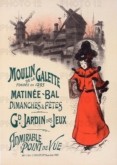 Affichepour le "Moulin de la Galette"., c1897. [Publisher: Imprimerie Chaix; Place: Paris]