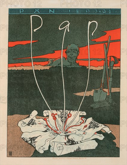 Affiche allemande pour la revue artistique "Pan"., c1897. [Publisher: Imprimerie Chaix; Place: Paris]