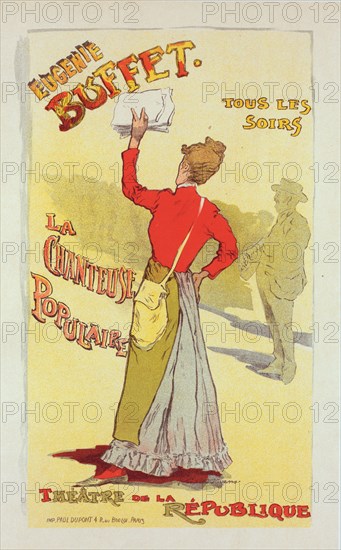 Affiche pour le Théâtre de la Renaissance, "Eugénie Buffet, la chanteuse populaire", c1899. Creator: Leopold Stevens.