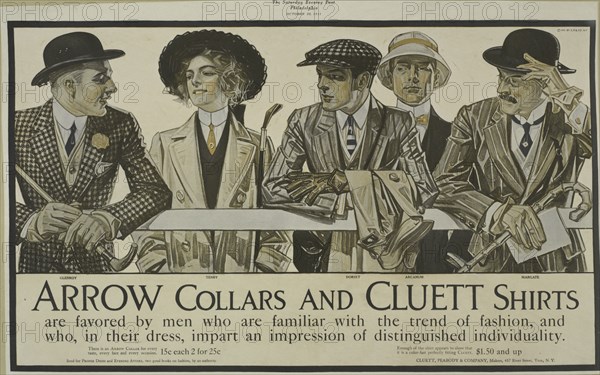 Arrow collars and Cluett shirts, c1895 - 1917.