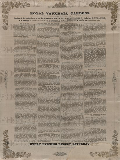 Royal Vauxhall Gardens: opinions of the London press on the performances of..., c1848 (?). Creator: Unknown.