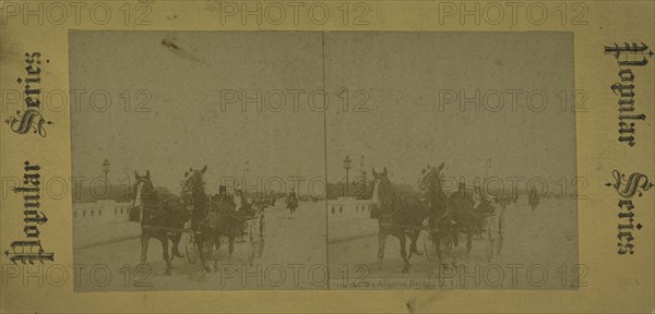 On the Washington Bridge, N.Y. [Horse carriage crossing the bridge], c1850-1930. Creator: Unknown.
