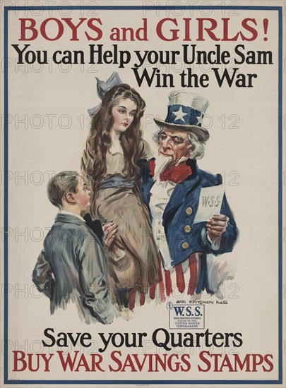 Boys and Girls! You Can Help Your Uncle Sam Win the War, 1917. [Publisher: American Lithographic Co.; Place: New York]