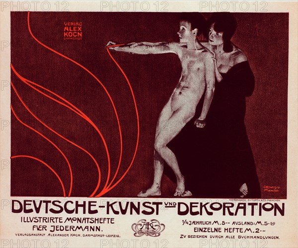 Affiche allemande pour la revue illustrée mensuelle "Deutsche-Kunst und Dekoration", c1899. Creator: Joseph Rudolf Witzel.