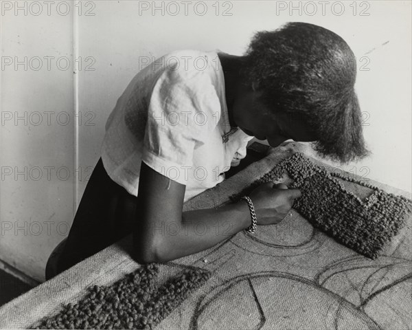 The design and execution of a hooked rug, as taught by the Art Teaching Division of the..., 1940. Creator: Unknown.