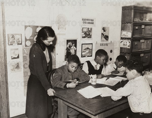 Room set up and remedial activities, girls' class, P.S. 94, 1941.