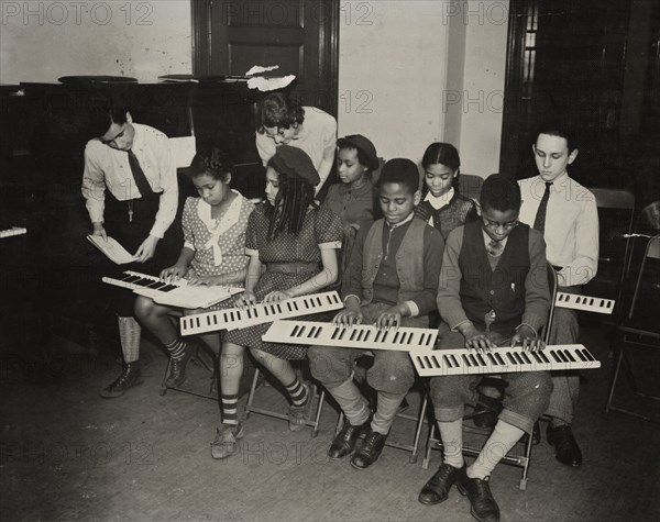 Music classes, keyboards, 1938.