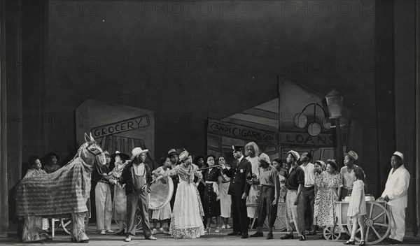 Clarence Yates and Francina Scott in a grotesque ballet dance, 1937.