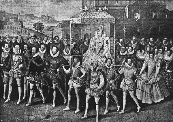 ''Procession of Queen Elizabeth to Blackfriars, June 9, 1600', 1890. Creator: Unknown.