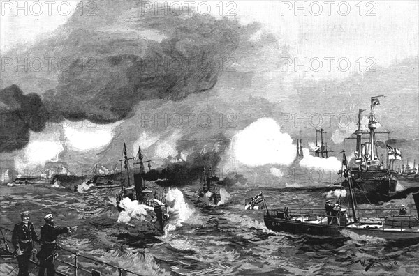 'The German Manoevers in Schleswig-Holstein; Torpedo boats attacking a squadron of Ironclads,1890 Creator: Unknown.