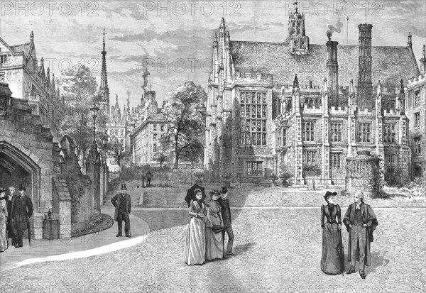 ''Picturesque London -- The Middle Temple Hall and Gardens', 1890. Creators: HW Brewer, Edward Killingworth Johnson.