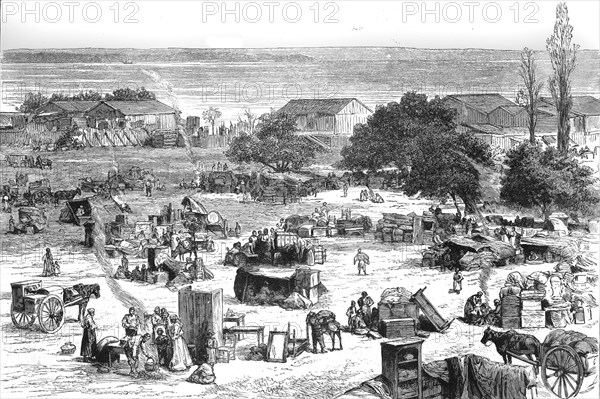 ''The Great Fire at Salonica; The homeless people camping out on the outskirts of the town', 1890. Creator: Unknown.