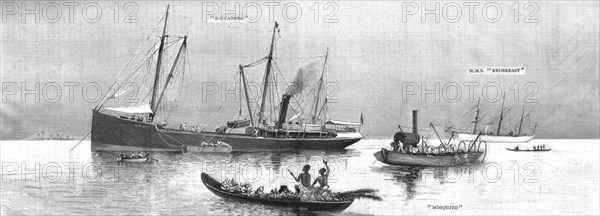 ''Fitting Together the new Stern-Wheel Gunboats "Herald" and "Mosquito" at the Mouth of the Zambesi' Creator: Unknown.