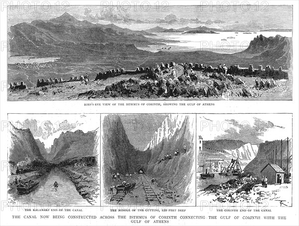 ''The Canal now being constructed across the Isthmus of Corinth connecting The Gulf of Corinth with  Creator: Unknown.