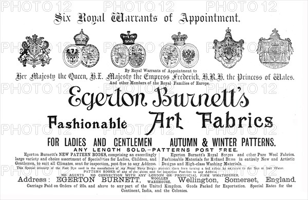 ''Egerton Burnett, Art Fabrics', 1891. Creator: Unknown.