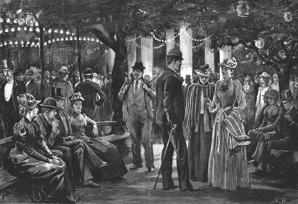 ''The Evening Promenade at the German Exhibition', 1891. Creator: Arthur Hopkins.