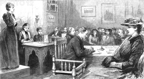 ''Conference of the Women's Franchise League in Russell Square', 1891. Creator: Unknown.