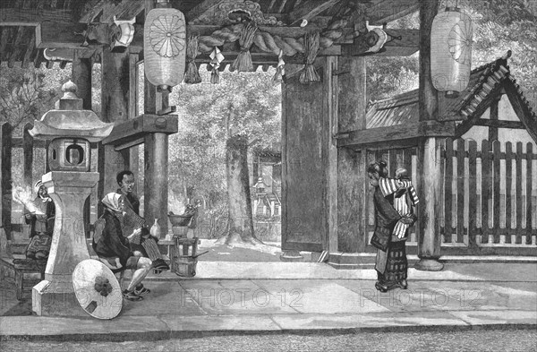 ''Entrance to the Great Shinto Temple at Kobe, Japan', 1891. Creator: Charles Edwin Fripp.