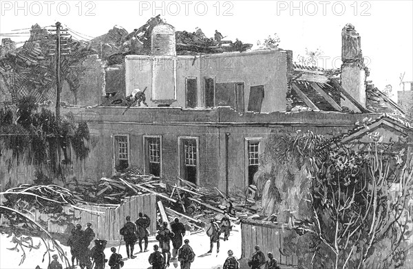 ''The Great Earthquake in Japan; The Wreck of the Post Office at Nagoya', 1891. Creator: Unknown.