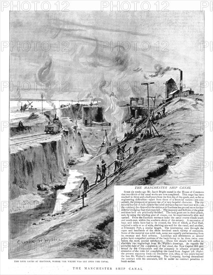 ''The Manchester Ship Canal, lock gates at Eastham, 1891', 1891. Creator: Charles William Wyllie.