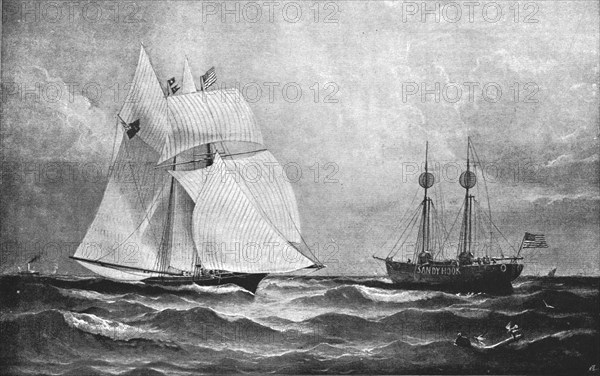 ''The Race for the America's Cup - The Cambria Rounding Sandy Hook', 1870 (1891). Creator: Unknown.