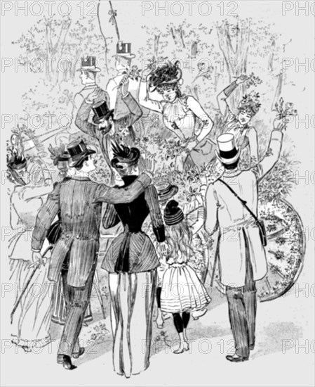 ''The Paris Season - drawn by Mars; The Battle of Flowers in the Avenue Des Acacias', 1891. Creator: Mars.