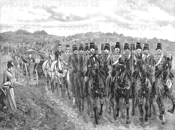 'The Review Before the Queen at Aldershot; Her Majesty Driving from Farnborough Station', 1891. Creator: Unknown.