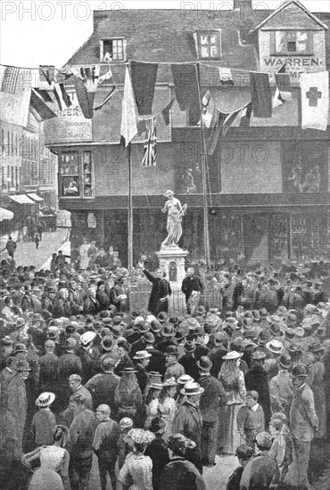 'The Unveiling of the Marlowe Memorial at Canterbury, Mr. Henry Irving deleivering his...', 1891. Creator: Unknown.