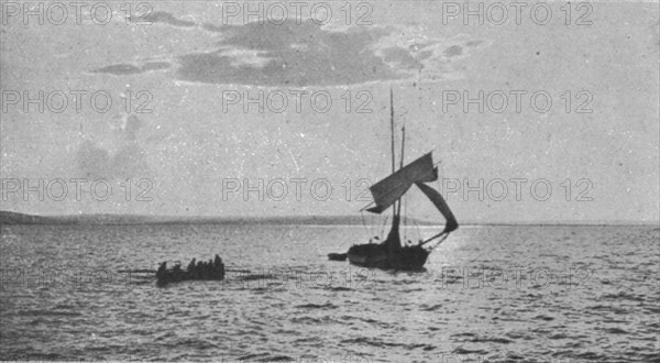 'La chasse aux voiliers Turcs dans la mer Noire; Voilier turc abandonne par son equipage', c1915. Creator: Unknown.