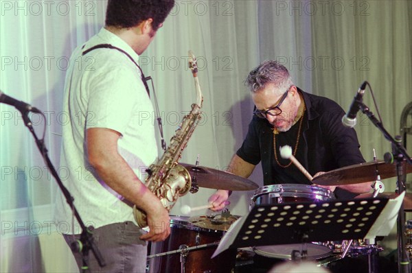 Ziv Ravitz and Greg Ward, Linda May Han Oh Quartet, Watermill Jazz Club, Dorking, 26 Oct 2021. Creator: Brian O'Connor.