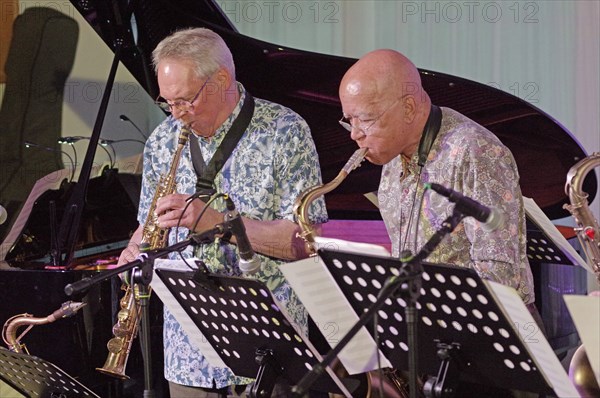 Alan Wakeman, Art Themen, Alan Wakeman Nonet, Watermill Jazz Club, Dorking, Surrey, 2022. Creator: Brian O'Connor.