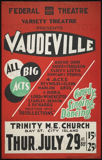 Vaudeville, [193-]. Creator: Unknown.