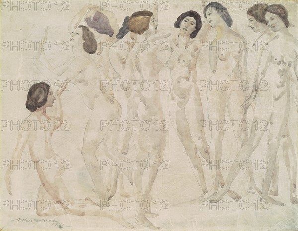 Nine Figures, 1921. Creator: Arthur Davies.