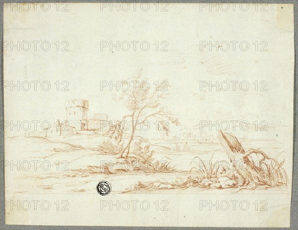 Tower and other Buildings in Landscape, n.d.