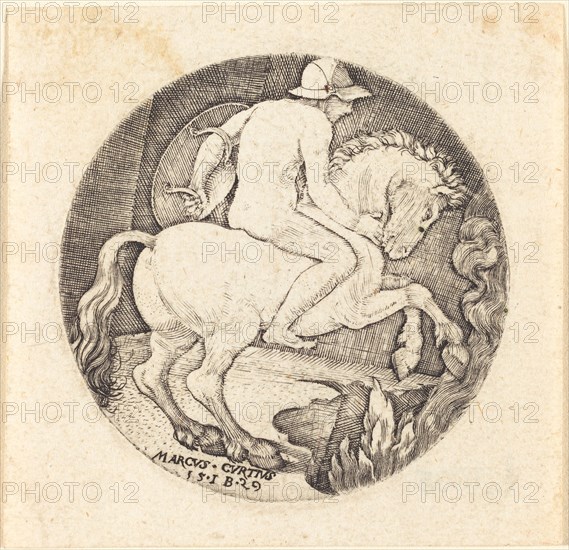 Marcus Curtius, 1529. Creator: Master I. B..