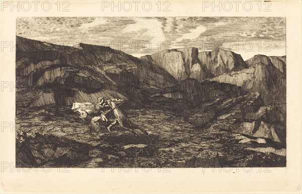La Peur (Fear), 1865. Creator: Odilon Redon.